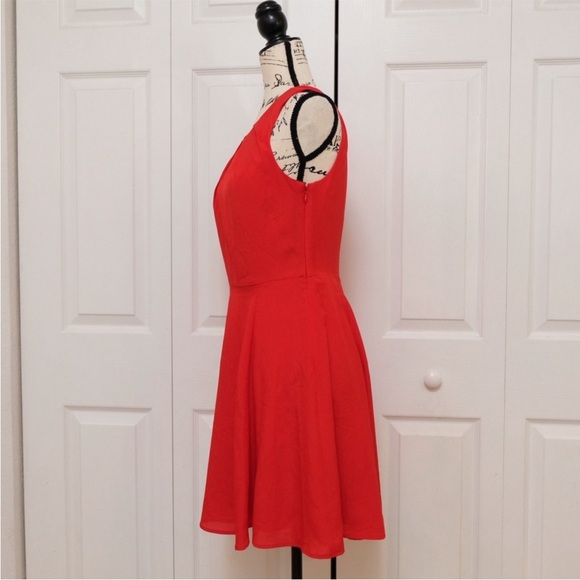 NWOT Express Red Fit & Flare Mini Dress | Cherry Girl Skater Keyhole | Size 6 - Picture 6 of 7